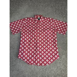 VTG Arcadia Shirt Mens L Red Southwestern Short Sleeve Button Up Casual Pockets